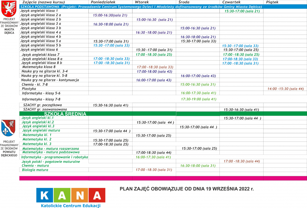 PLAN ZAJĘĆ.